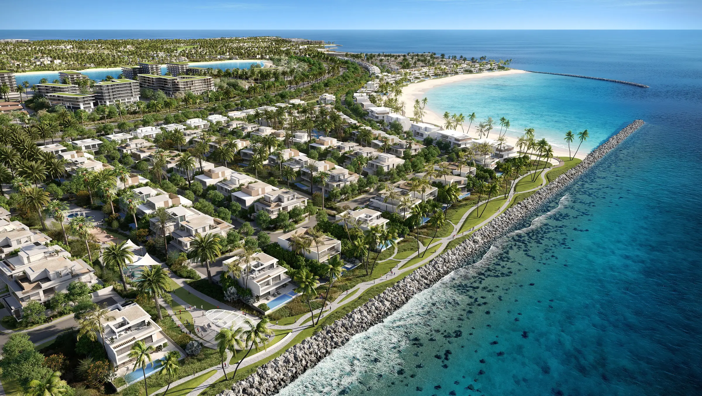 Визуализация на строителя, Nakheel: Bay Villas и брегът на остров B, отгоре